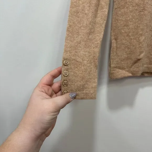 J Mclaughlin Womens Jamey Pullover Sweater Cashmere Tan Knit Long Sleeve Crew XS - Picture 6 of 8